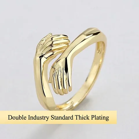 Knuffelende Handen Open Ring Verstelbaar Legering S925 Gestempeld Romantische Geliefden Sieraden Voor Heren Dames