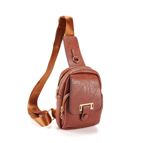 Bolso De Pecho Retro De Cuero PU Para Mujer Bolso Cruzado Vintage Color Sólido Con Correa Ancha Viaje Casual