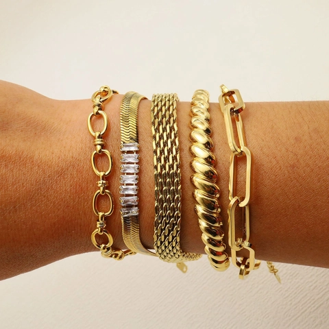 Vintage Edelstahl Gold Plattiert Kette Armband Für Damen Luxuriöse Strass Eingelegte Schlange Mesh Gliederkette Armreif Schmuck Geschenk