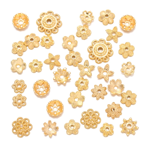 Calottes De Perles Fleur Or Alliage Filigrane Creux Entretoises Pour Fabrication De Bijoux Bricolage Bracelet Collier