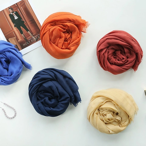 Solid Color Imitation Cotton Linen Scarf Breathable Sun Protection Long Wrap Shawl Retro Style For Women