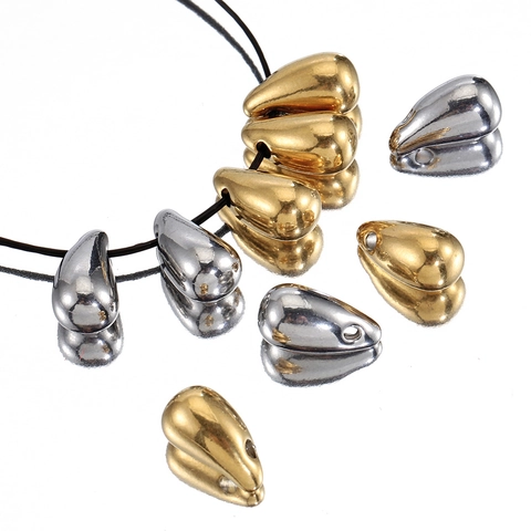 Colgantes De Gota De Agua De Acero Inoxidable Charms Pulidos Baño Oro 18K Para Fabricación De Joyas DIY Collar Pulsera