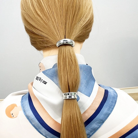 Minimalist Alloy Ponytail Hair Cuffs Metal Hair Hooks Hammered Smooth Surface Accessories For Women Girls