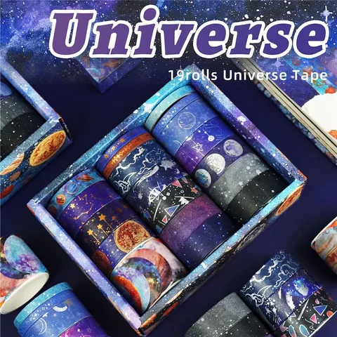 Galaxy Washi Tape Universum Planet Sternbild Mondphase Dekomaske Für Journaling DIY Handwerk Sternenhimmel Folie