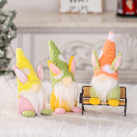 Easter Gnome Plush Faceless Doll With Rabbit Ears Desktop Ornament For Holiday Decoration Handcrafted Gift