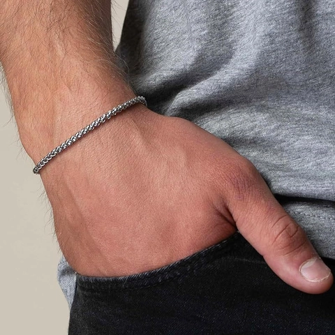 Men Stainless Steel Bracelet Silver Color Curb Chain And Figaro Chain Minimalist Vintage Fashion Jewelry For Men Boys