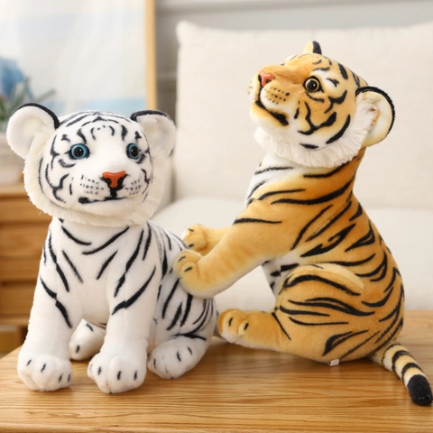 Realistic Tiger Plush Toy Soft Simulation Animal Stuffed Doll Home Decor Kids Gift Cute Striped Tiger