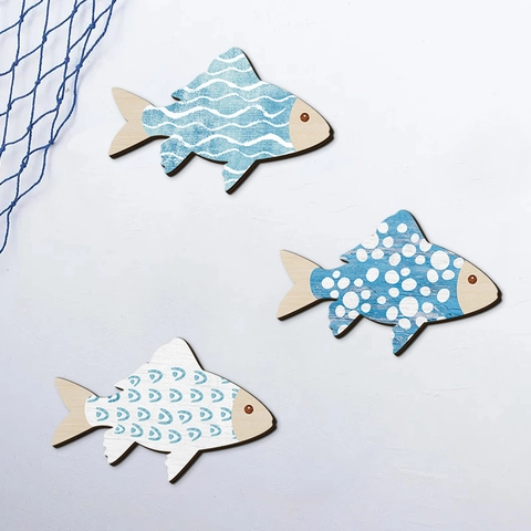 Decoración De Pared Náutica De Madera Tema De Playa Con Motivos De Peces Y Estrellas De Mar Ideal Para El Hogar O La Oficina