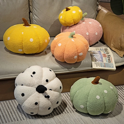 Kürbis Kissen Polka Dot Teddy Fleece Sherpa Weiches Plüschtier Home Sofa Dekor Ins Stil Halloween Geschenk