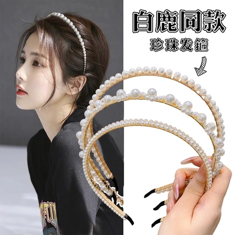 Cerchietti Di Künstliche Perle Eleganti Per Ragazze Bambine Bianco ABS Imitazione Perla Artificial Fiore Resina Cerchietti Per Capelli Dolce Stile Principessa