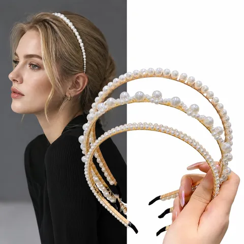 Elegante Künstliche Perlen Haarreifen Für Mädchen Kinder Weiß ABS Imitat Künstliche Perle Harz Blume Haarreifen Süßer Prinzessin Stil Party Haarschmuck