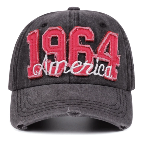 Berretto Da Baseball In Cotone Lavato Retro Cappello Distressed Con Ricamo 1964 America Copricapo Solare Regolabile Vintage