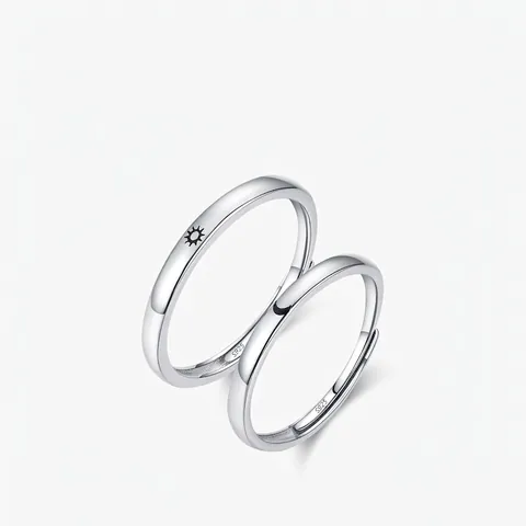925 Sterling Zilveren Verstelbare Ringen Voor Koppels Minimalistische Zon Maan Icoon Open Vingerring Sieraden Cadeau