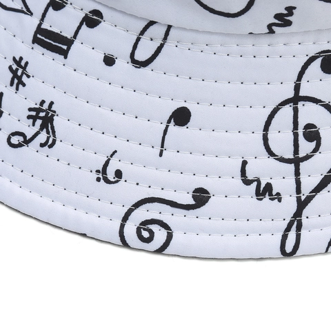 Reversible Bucket Hat Music Note Print Cotton Polyester Foldable Sun Protection Fashion Fisherman Cap For Unisex