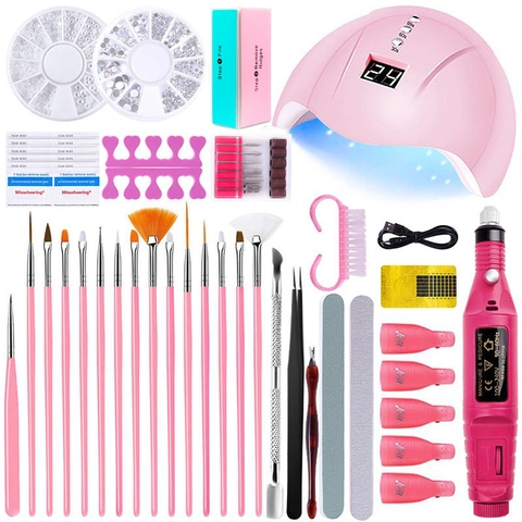 Kit Strumenti Per Nail Art Professionale Lampada LED UV Trapano Elettrico Pennelli Penne Dotting Strass Manicure DIY