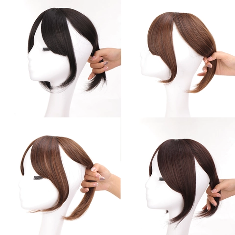 Frangia Francese ad Aria con Riga Centrale Infoltimento Naturale Attaccatura Capelli Fibra Sintetica per Donne