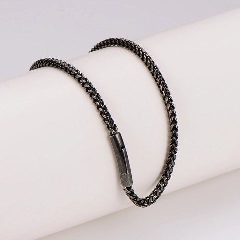 Vintage Schwarz 304 Edelstahl Spiga Kette Halskette Für Männer Hiphop Einfach Abgerundet Schleifen Männlicher Schmuck