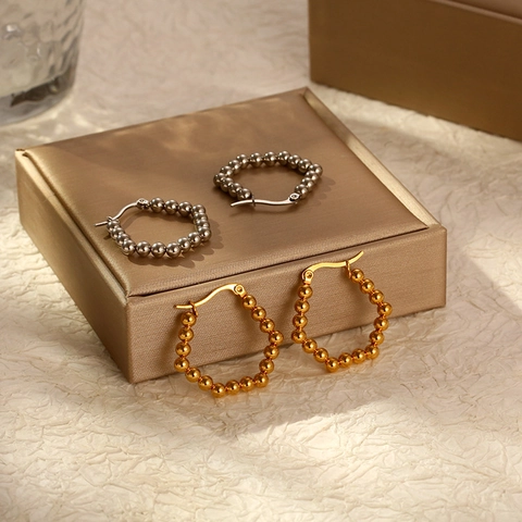 Pendientes De Aro Con Cuentas Minimalistas Para Mujer Acero Inoxidable Círculo De Bolas Joyería Geométrica Estilo