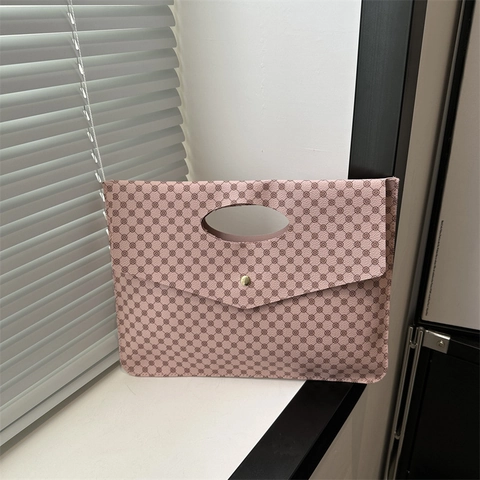 PU Leather Envelope Clutch Bag Geometric Pattern Business Document Folder Handheld With Magnetic Snap