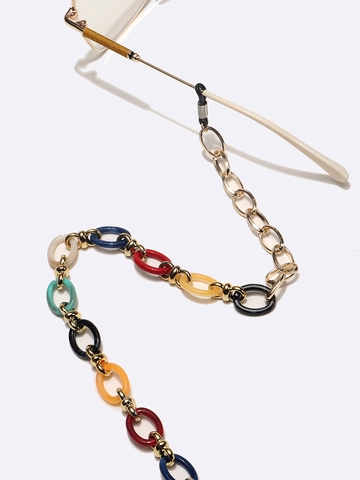 Colorful Acrylic Resin Eyewear Chain Multi-Color Linked Aluminum Alloy Anti-Slip Glasses Cord Strap Accessory