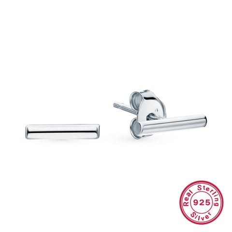 Minimalist Bar Stud Earrings In 925 Sterling Silver Smooth Cylindrical Geometric Jewelry For Women Fashion Daily Wear
