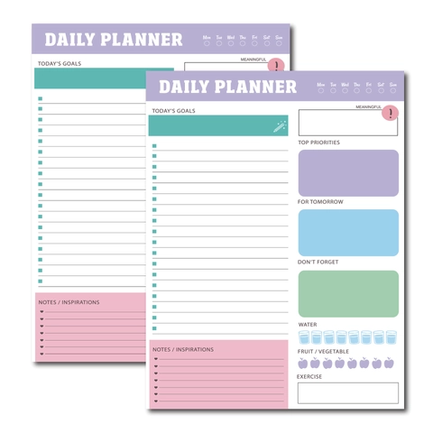 Daily Planner Notitieblok Papier Afscheurbaar Schema Gewoontetracker Tijdmanagement Doelen Stellen Kantoor Minimalistisch