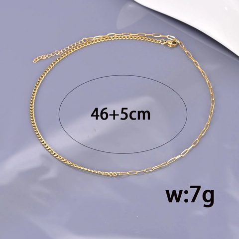 Collana A Catena Mista Placcata Oro 18K Acciaio Inossidabile Design A Graffetta E Grumet Geometrico Gioielli Retrò Per Donna