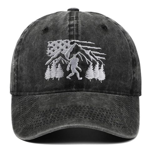 Vintage Baseball Cap Aus Waschbaumwolle Bigfoot Sasquatch Stickerei Distressed Retro Outdoor Sonnenhut Verstellbar Unisex