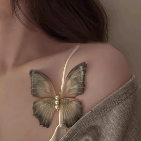 Mollette Per Capelli Farfalla Eterea Rete Garza Sfumata Künstliche Perle Artificiali Eleganti Clip Laterali Fermaglio Per Capelli