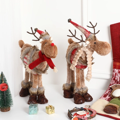 Statuina Di Renna Di Natale Bambola Alce Di Peluche Stile Nordico Ornamento In Tessuto Decorazione Festiva Casa