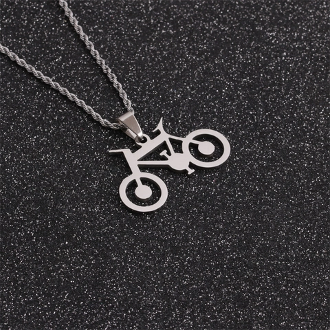 Collier Pendentif Vélo Acier Inoxydable Poli Chaîne Torsadée Bijoux Hip Hop