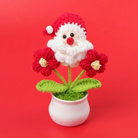 Handgemacht Gehäkelt Weihnachtsmann Weihnachtsbaum Topfblume Gestricktes Garn Desktop Dekoration Für Haus Auto Festliche Deko
