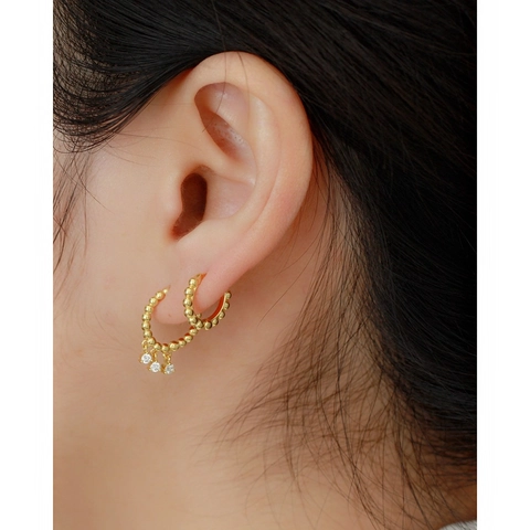 Pendientes De Aro De Plata De Ley 925 Con Tres Colgantes De Zirconia Joyería De Lujo Versátil Para Mujeres