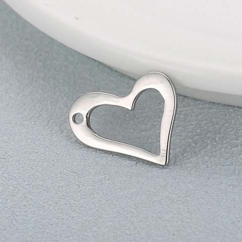 Hollow Heart Pendant Stainless Steel DIY Jewelry Making Finding Handmade Craft Simple Minimalist Style
