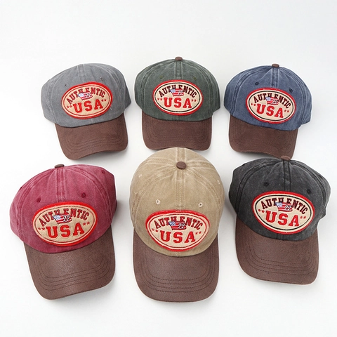 Gorra De Béisbol De Algodón Lavado Vintage Bordado Bandera USA Ajustable Protección Solar Sombrero Deportivo