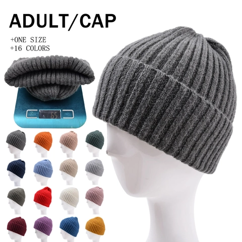 Winter Strickmütze Beanie Rippstrick Umschlag Einfarbig Warm Outdoor Radfahren Skull Cap Für Herren Damen
