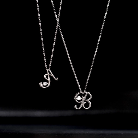 925 Sterling Silver Dancing Zirconia 26 Alphabet Initial Pendant Necklace For Women Light Luxury Fashion Clavicle Chain Jewelry Gift