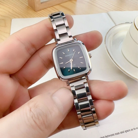 Women Quartz Watch Square Dial Alloy Link Strap Minimalist Luxury Elegant Casual Wristwatch Ladies Gift