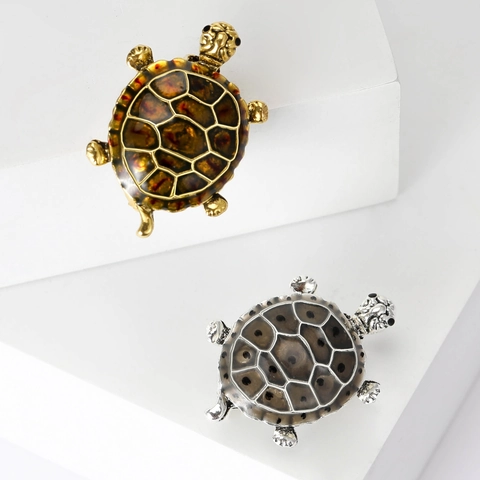 Spilla Vintage a Forma di Tartaruga in Smalto Lega Animale Spilla per Donna Moda Semplice Gioielli Decorativi Accessori