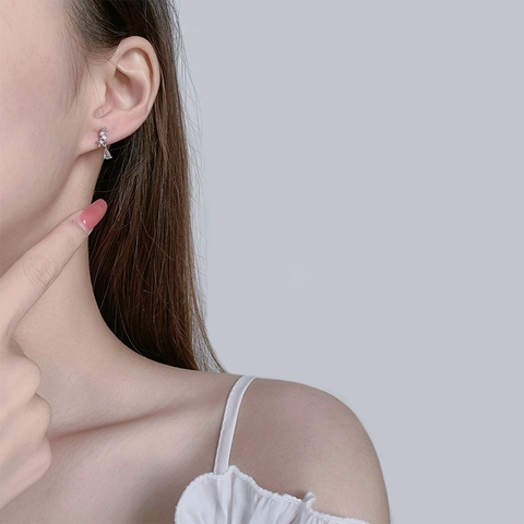 Boucles D Oreilles Fleur Goutte D Eau Avec Tige Argent Cuivre Zirconium Bijoux Délicats Élégants Femmes