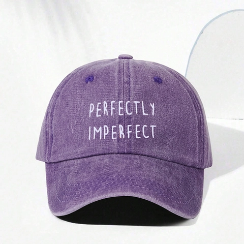 Cappellino Da Baseball Ricamato Perfectly Imperfect Poliestere Lavato Retro Regolabile Dad Hat Protezione Solare Unisex