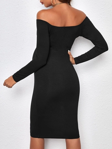 Vestito Da Maternità Con Spalle Scoperte Maniche Lunghe Arricciato Aderente Elegante Tinta Unita Per Donne Incinte