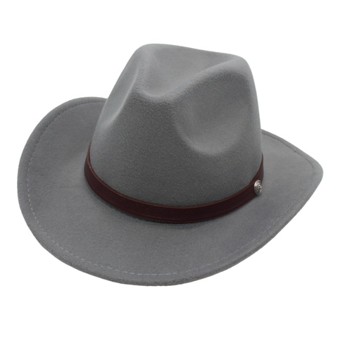 Chapeau Fedora Cowboy Occidental En Feutre Large Bord Avec Ceinture Similicuir Boucle Métal Rétro Jazz Chevalier Hommes Femmes