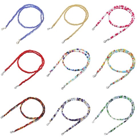 Colorful Glass Seed Bead Eyeglass Chain Anti-Slip Mask Lanyard Bohemian Handmade Neck Strap For Women