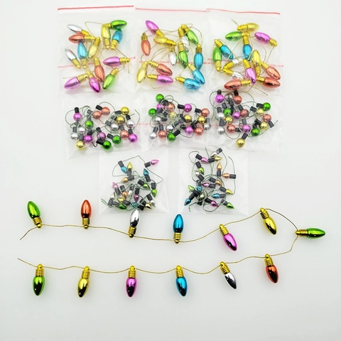 Mini Christmas Bulb Bead String Plastic Electroplated Non Lighting Decorative Holiday Tree Garland Party Ornament Craft DIY