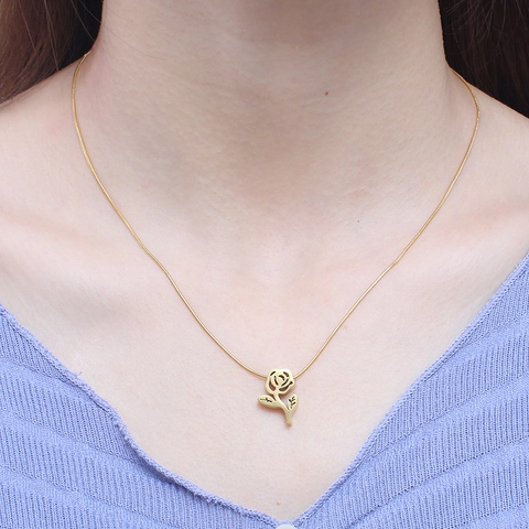 Collana Con Ciondolo Fiore Di Rosa E Orecchini A Lobo Acciaio Inossidabile Design Floreale Cavo Catena A Serpente Gioielli Da Donna Moda Elegante
