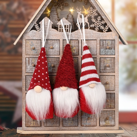 Nordic Christmas Gnome Hanging Ornaments Knitted Faceless Doll For Xmas Tree Holiday Party Home Decor