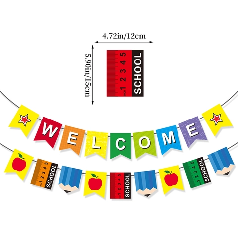 Decorazione Per Festa Bentornati A Scuola Striscioni Di Carta E Cupcake Toppers Arredamento Festa In Classe