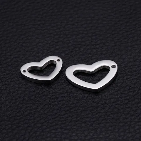 Breloques En Coeur Creux Pendants En Acier Inoxydable Pour Fabrication De Bijoux DIY Collier Bracelet Minimaliste Poli