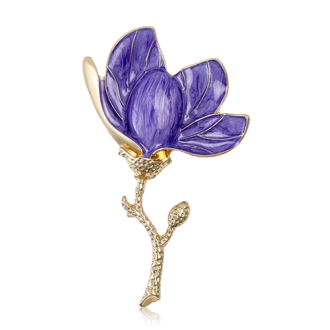 Broche De Flor De Magnolia Aleación Esmalte Alfiler Floral Para Trajes De Mujer Accesorio De Joyería
